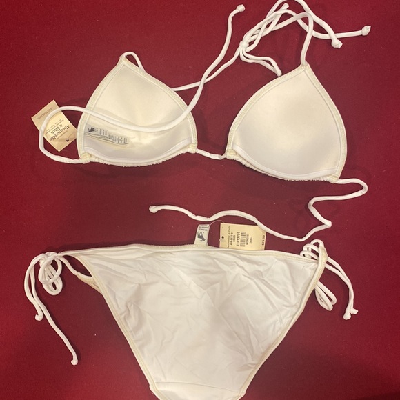 New with tags Abercrombie & Fitch white bikini M Top S bottom swimsuit - Picture 6 of 8